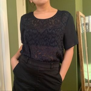 Navy blue see through top